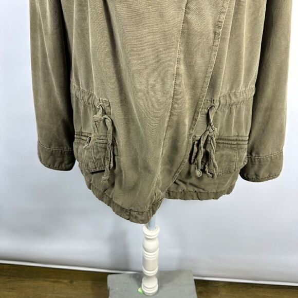 Lucky Brand Jacket Olive Green Button Up Military Canvas Cargo Anorak Size 1X - Picture 4 of 9